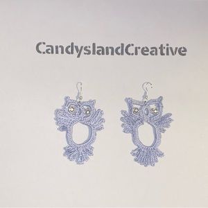 Handmade crochet owl earrings